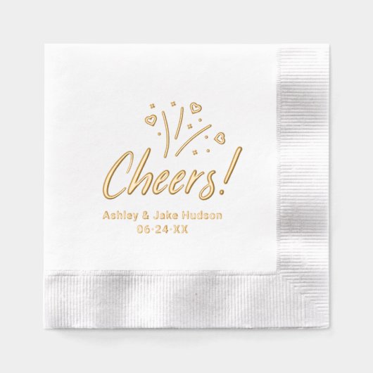 応援パーソナライズされた結婚モノグラム 箔ナプキン (正面)