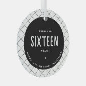 応援パーソナライズされた～16歳16誕生日かわいい ガラスオーナメント (正面右)
