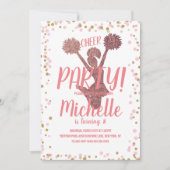 応援パーティーチアリーティング誕生日赤面ピンク 招待状 (正面)