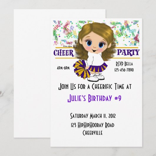 応援パーティー 招待状 (正面/裏面)