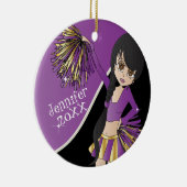 応援📣💖パープルチアリーダー女の子 セラミックオーナメント (右)