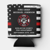 応援ビアーズパーソナライズされたファイアファイター引退 缶クーラー (裏面)