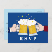 応援ビア、ビールテーマ、パーティー、はがき出しの出欠 インビテーションポストカード (正面/裏面)