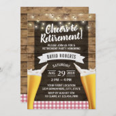 応援ビーズストリングライト素朴ウッド退職 招待状 (正面/裏面)