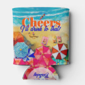 応援ビーチライフ誕生日パーティーの好意 缶クーラー (裏面)