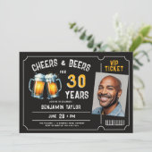 応援ビールチケットメンズ素朴30thバースデーフォト 招待状 (スタンド正面)