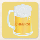 応援ビールバーコースターの泡立つピントシュタイン スクエアペーパーコースター (正面)