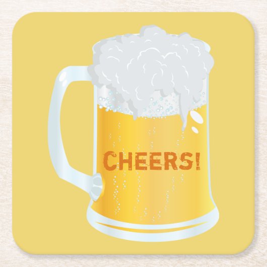 応援ビールバーコースターの泡立つピントシュタイン スクエアペーパーコースター (正面)