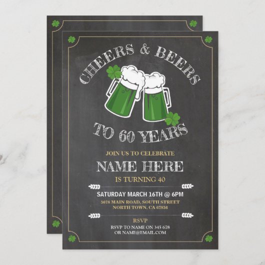 応援ビール誕生会St patricks day 招待状 (正面/裏面)