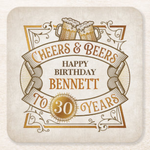 応援ビール誕生日 スクエアペーパーコースター
