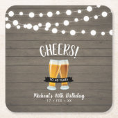 応援ビール |大人40歳の誕生日パーティー スクエアペーパーコースター (正面)