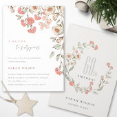 応援ピンクフラワーズリース60誕生日招待状 サンキューカード