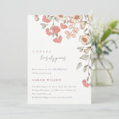 応援ピンクフラワーズリース60誕生日招待状 サンキューカード (スタンド正面)