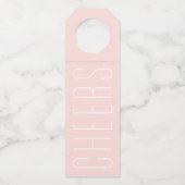 応援ピンクモダンの行先結婚式 ボトルネックタグ (正面)