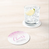 応援ピンクモダンパープルアートウォーターカラダブ ラウンドペーパーコースター (インサイチュ)