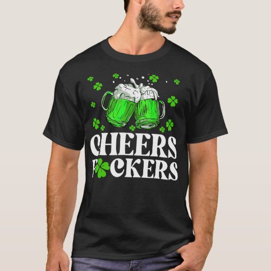 応援ファッカーSt patricks dayメンおもしろいビール Tシャツ (正面)