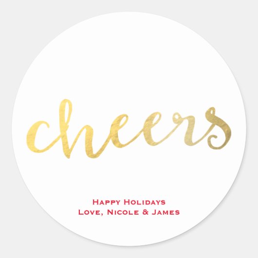 応援フェイクゴールドフォイルルルックホリデービープ ラウンドシール (正面)