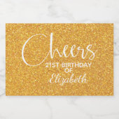 応援フェイク金ゴールドグリッター誕生日ミニ スパークリングワインラベル (シングルラベル)