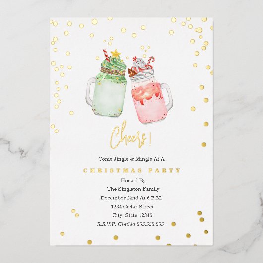 応援フェスティバルホリデーミルクシェイククリスマスパーティー 箔招待状 (正面)