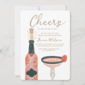 応援ブライダルシャワーワインガラスピンク 招待状 (正面)