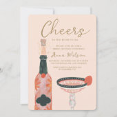 応援ブライダルシャワーワインガラスピンク 招待状 (正面)