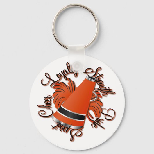 応援ブラックとオレンジクォリティ キーホルダー (正面)