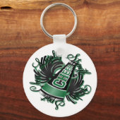 応援ブラックとグリーンのクォリティ キーホルダー (正面)