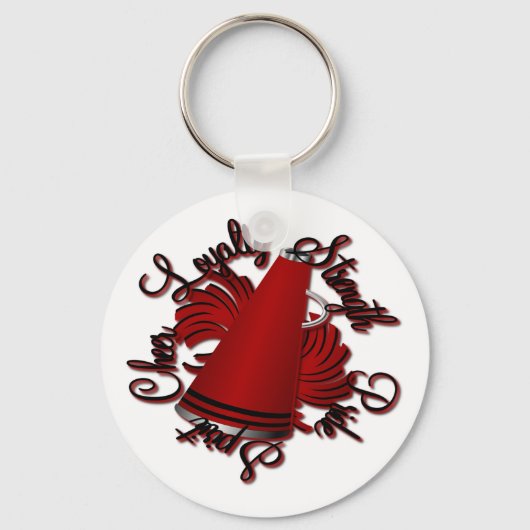 応援ブラックとレッドのクォリティ キーホルダー (正面)