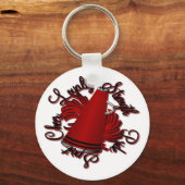 応援ブラックとレッドのクォリティ キーホルダー (正面)