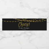 応援ブラックフォイルとゴールドフォイルのストリングライト ペットボトルラベル (シングルラベル)