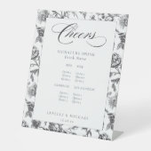 応援ブラック&ホワイトアンティークトイル結婚のバーメニュー 台座サイン (正面)