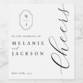 応援ブラック&ホワイトパーソナライズされたモノグラムクレスト ワインラベル (シングルラベル)