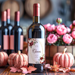 応援ブルゴーニュのスクリプトフローラ縁ど金ゴールド結婚の ワインラベル