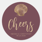 応援ブルゴーニュ金ゴールド沿岸ビーチ結婚式 ラウンドシール (正面)