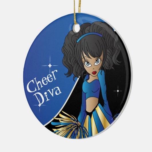 応援ブルーチアリーダディバガール セラミックオーナメント (左)