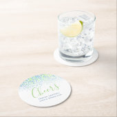 応援ブルーモダングリーンアート水の色のカニ ラウンドペーパーコースター (インサイチュ)