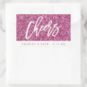 応援ホットピンクグリッターミニワインシャンパンラベル 長方形シール (バッグ)