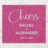 応援ホットピンク結婚グリッターのワきらめくインラベ スパークリングワインラベル (シングルラベル)