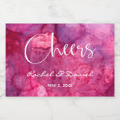 応援ホットピンク色彩の鮮やか水色バックグラウンドミニ スパークリングワインラベル (シングルラベル)