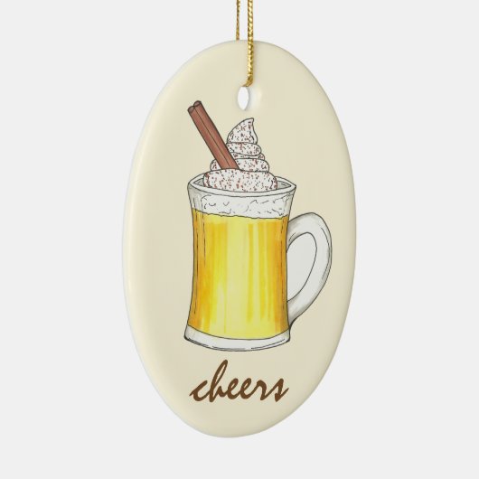 応援ホリデーエッグノグエッグノグクリスマスドリンク セラミックオーナメント (右)
