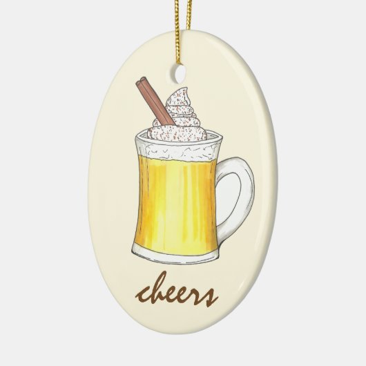 応援ホリデーエッグノグエッグノグクリスマスドリンク セラミックオーナメント (左)