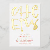 応援ホリデーパーティゴールドフォイル招待状 箔シーズンカード (正面)