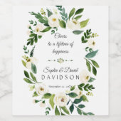 応援ホワイトグリーンフローラ結婚リース ワインラベル (シングルラベル)