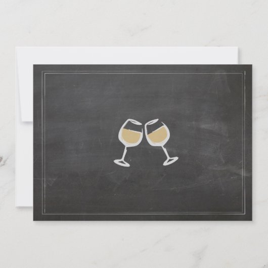 応援ホワイトワイン誕生日ドリンクチョーク招待状 招待状 (裏面)