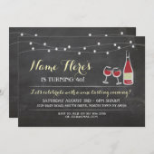 応援ホワイトワイン誕生日ドリンクテイスティング招待状 招待状 (正面/裏面)