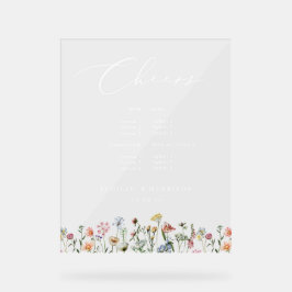 応援ボホカラフルワイルドフラワー結婚ズバーメニュー アクリルサイン