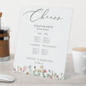 応援ボホカラフルワイルドフラワー結婚ズバーメニュー 台座サイン (インサイチュ)