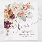 応援ボホマルーンテラコッタブライダルシャワーの恩恵 ワインラベル (シングルラベル)