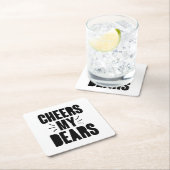 応援マイ親愛ハンドドロータイポグラフィデザイン スクエアペーパーコースター (インサイチュ)