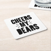 応援マイ親愛ハンドドロータイポグラフィデザイン スクエアペーパーコースター (アングル)